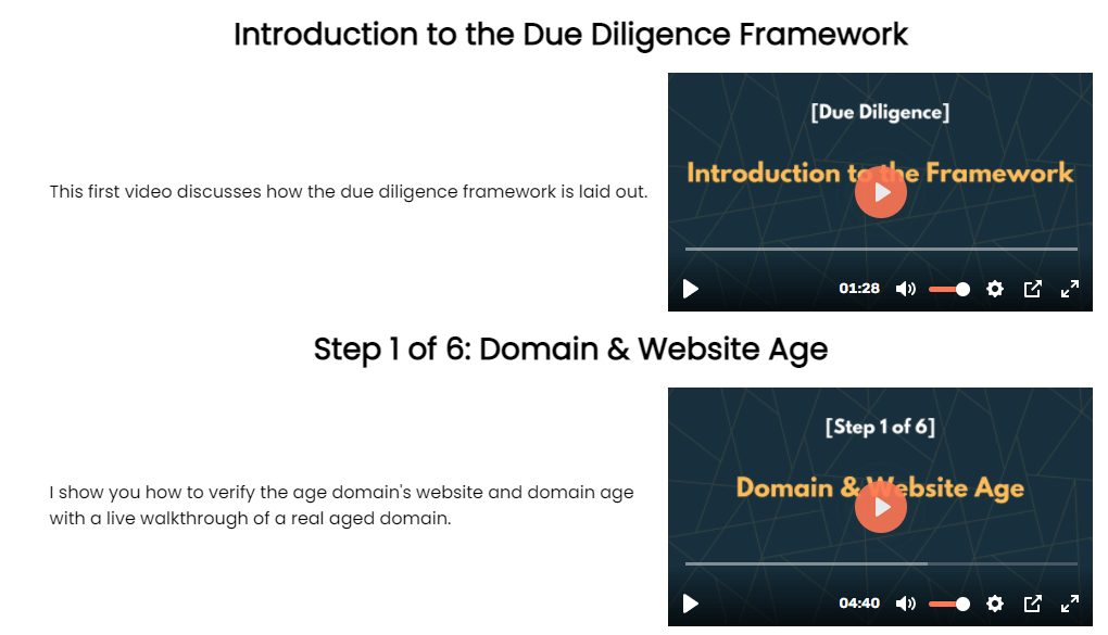 Aged Domain Course - Due Diligence