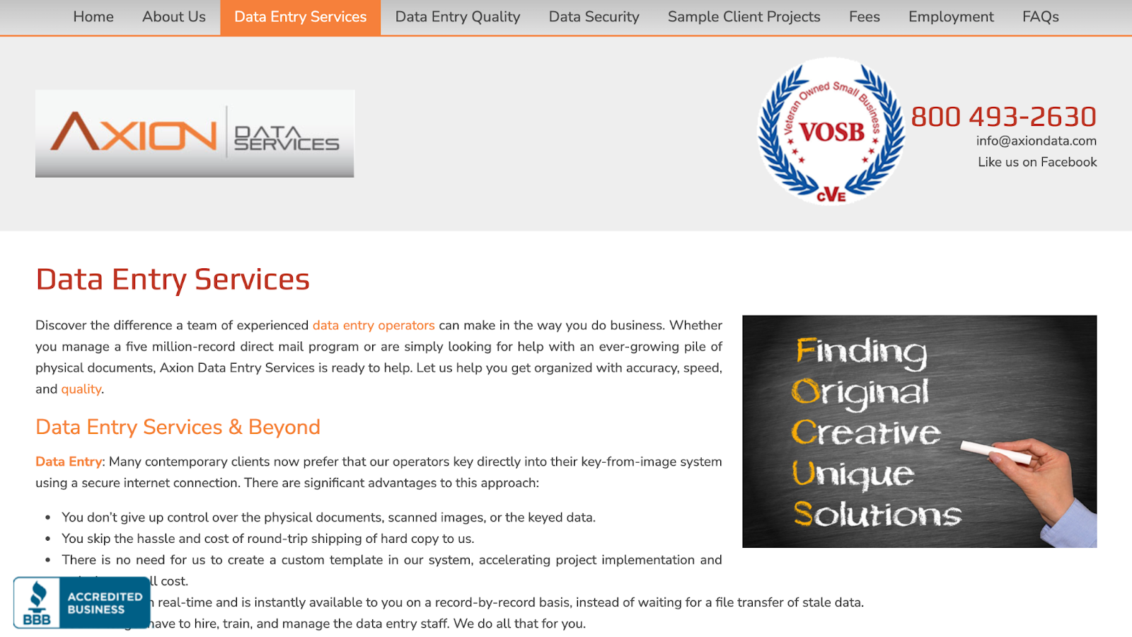 AxionDataServices Data Entry Website Banner