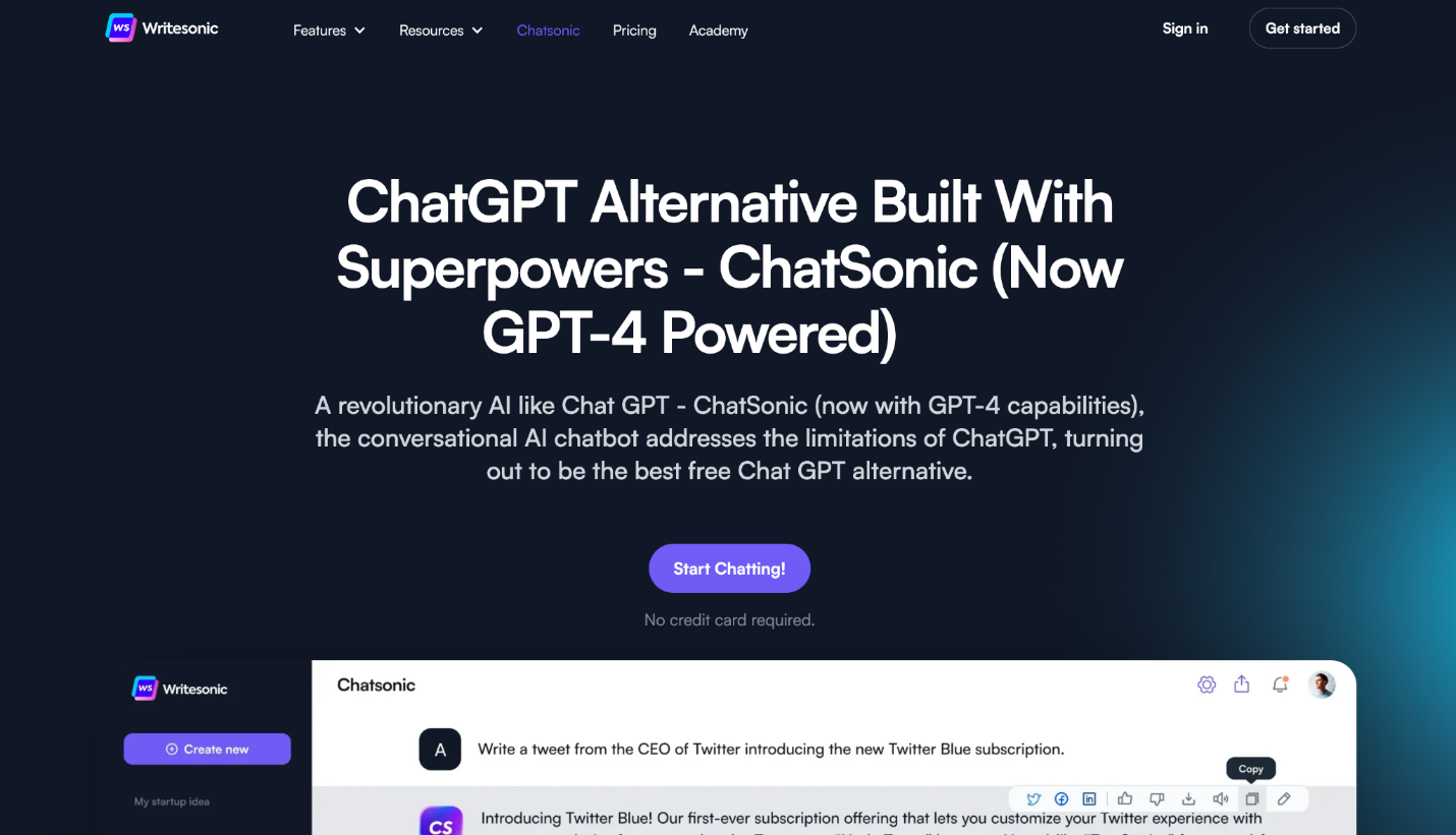ChatSonic Website Banner