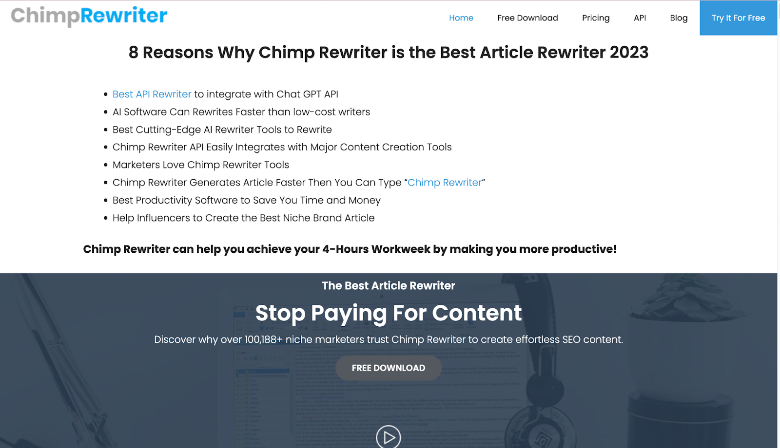 Chimp Rewriter AI Rewriter
