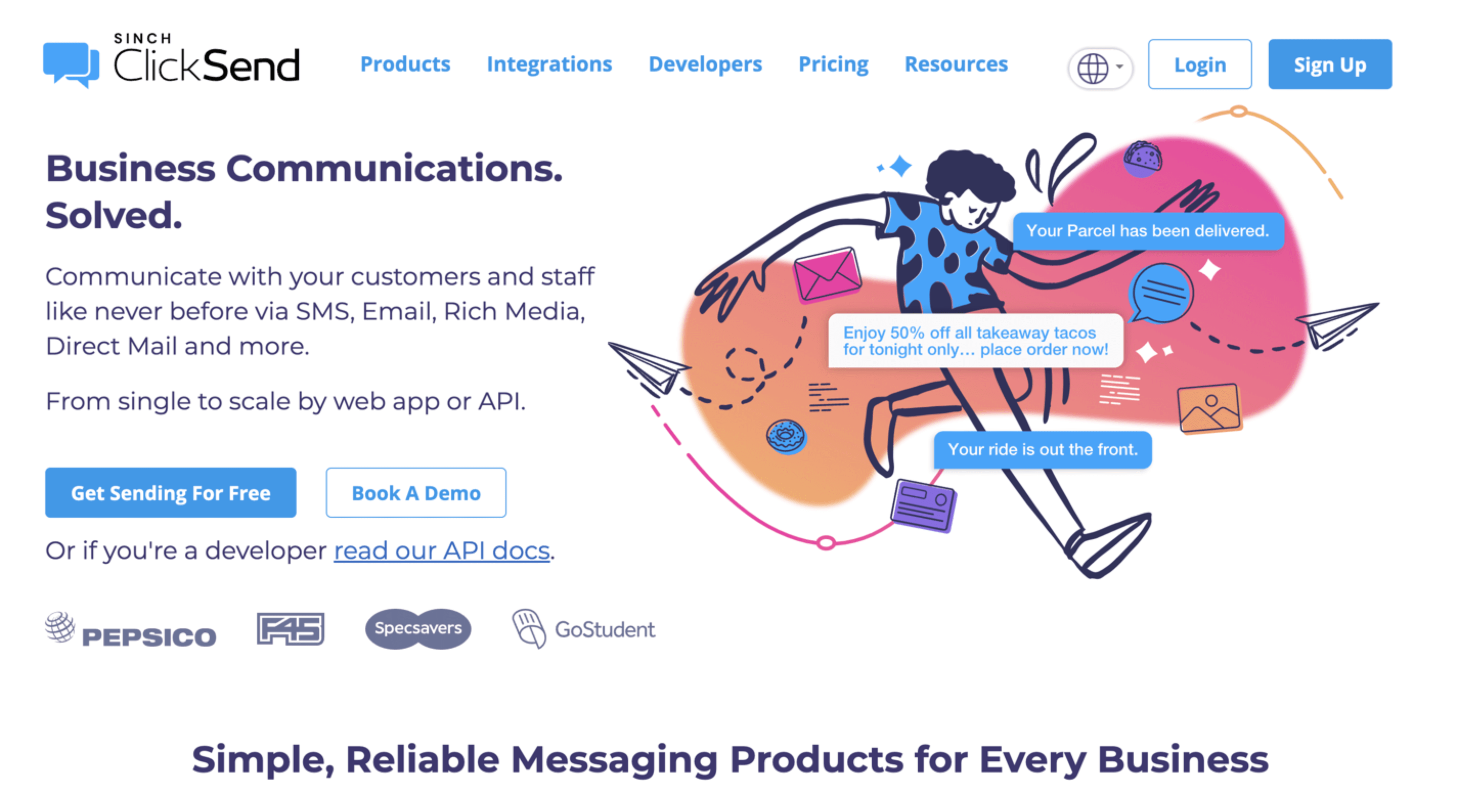 ClickSend homepage