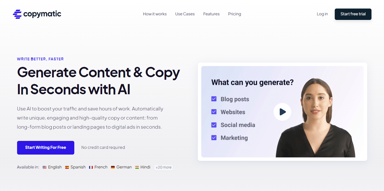Copymatic The Best AI Writing Tools