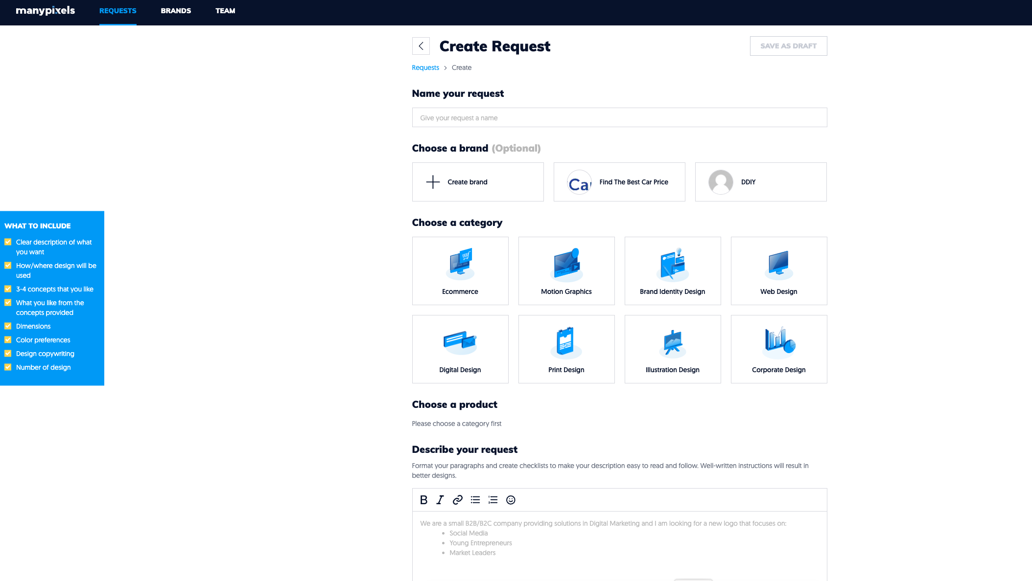 Create a Request Page 1