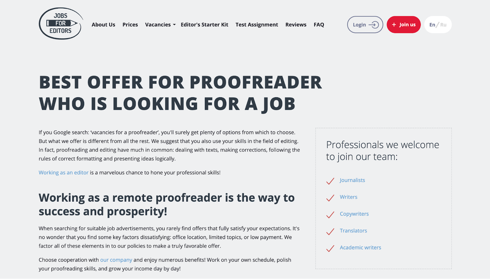 Jobsforeditors Website Banner