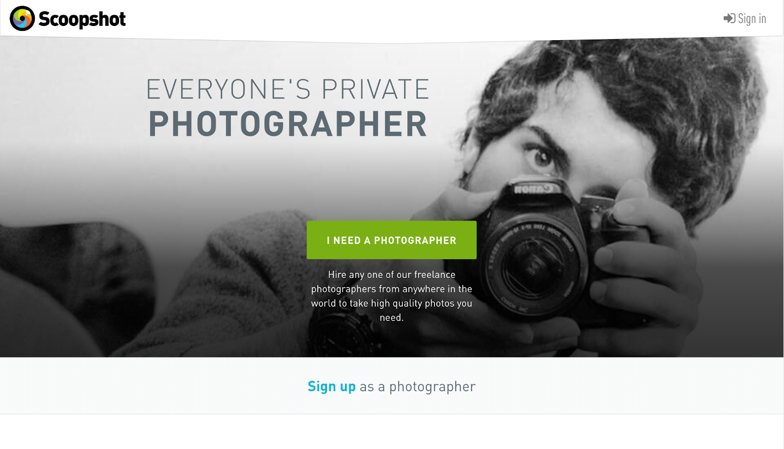 Scoopshot Freelance Website for Photographers