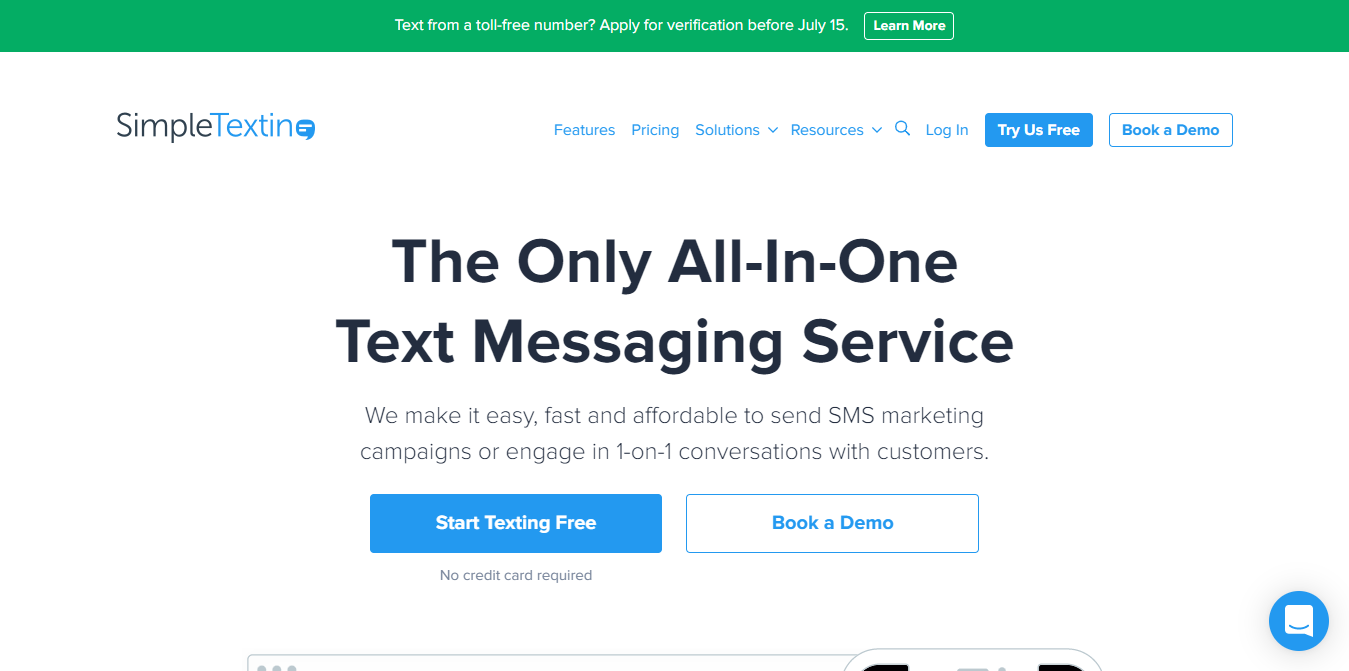 SimpleTexting Best SMS Software Website Banner