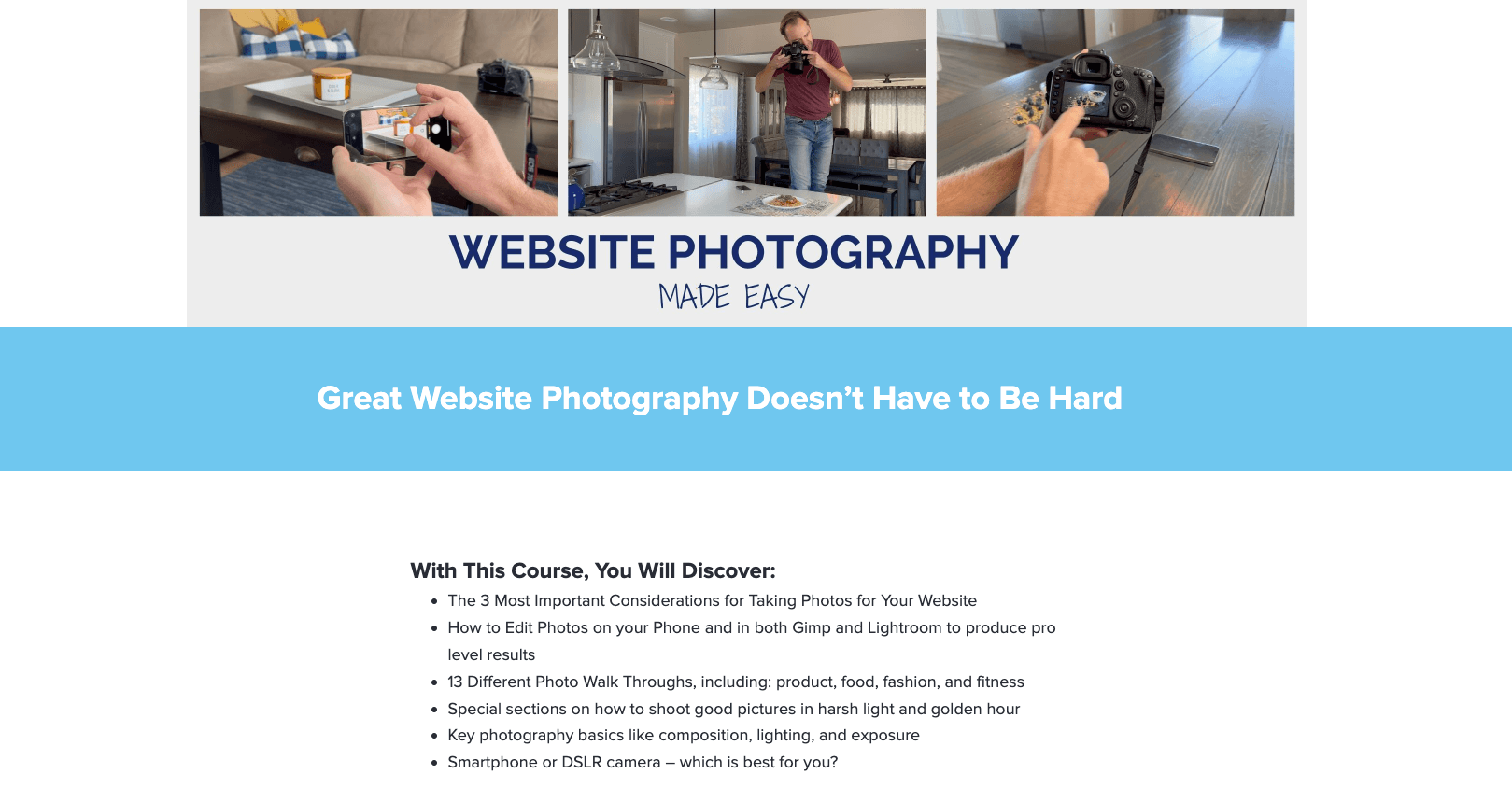 Website Photography Made Easy Banner