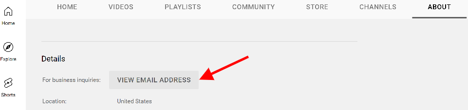 Where to find a YouTuber's email address