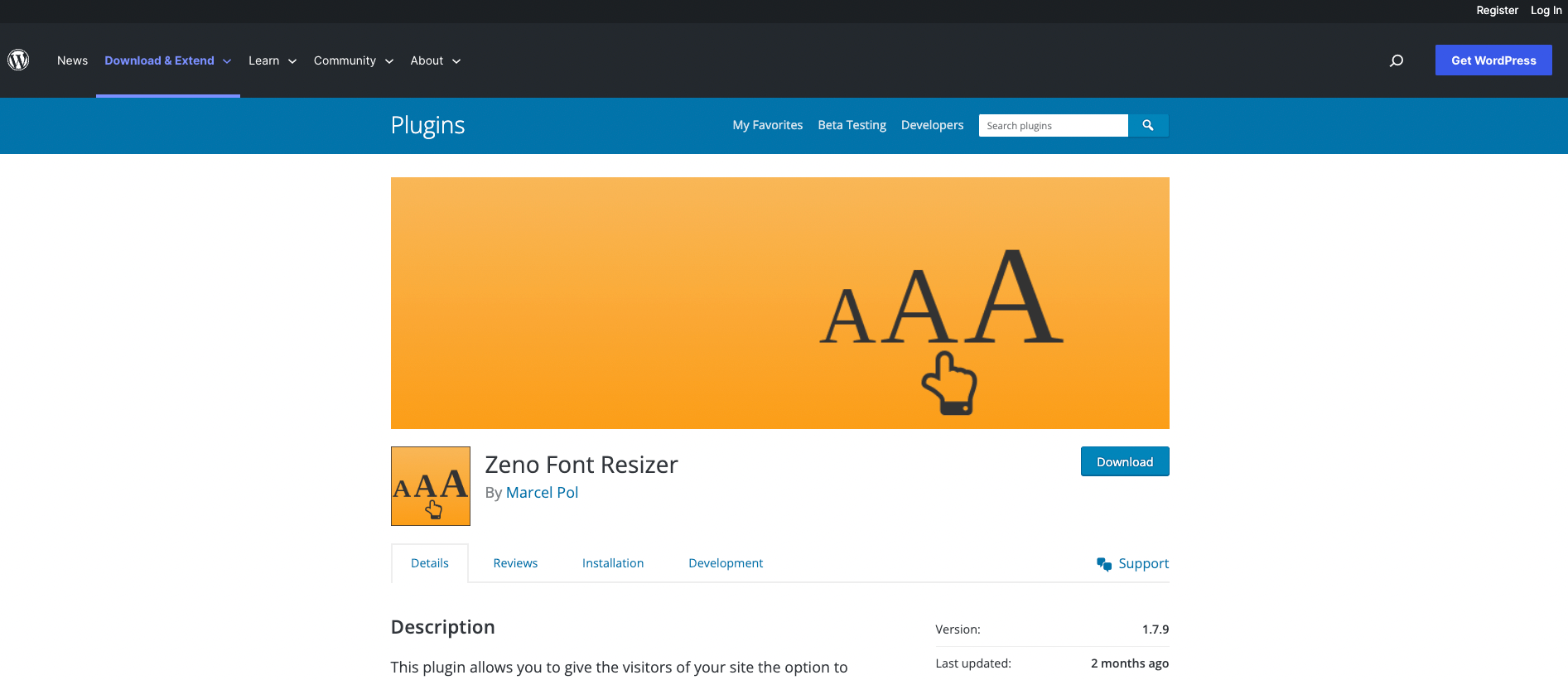 Zeno Font Resizer Banner
