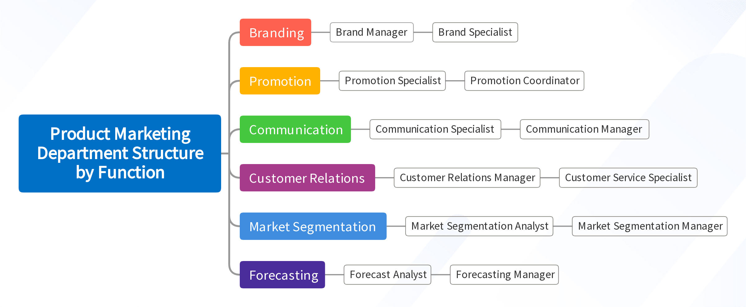 Product Marketing Department Structure by Function