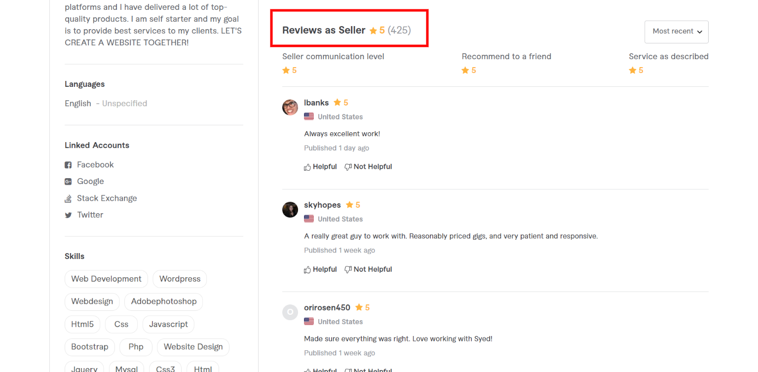 Fiverr WordPress - Check Reviews