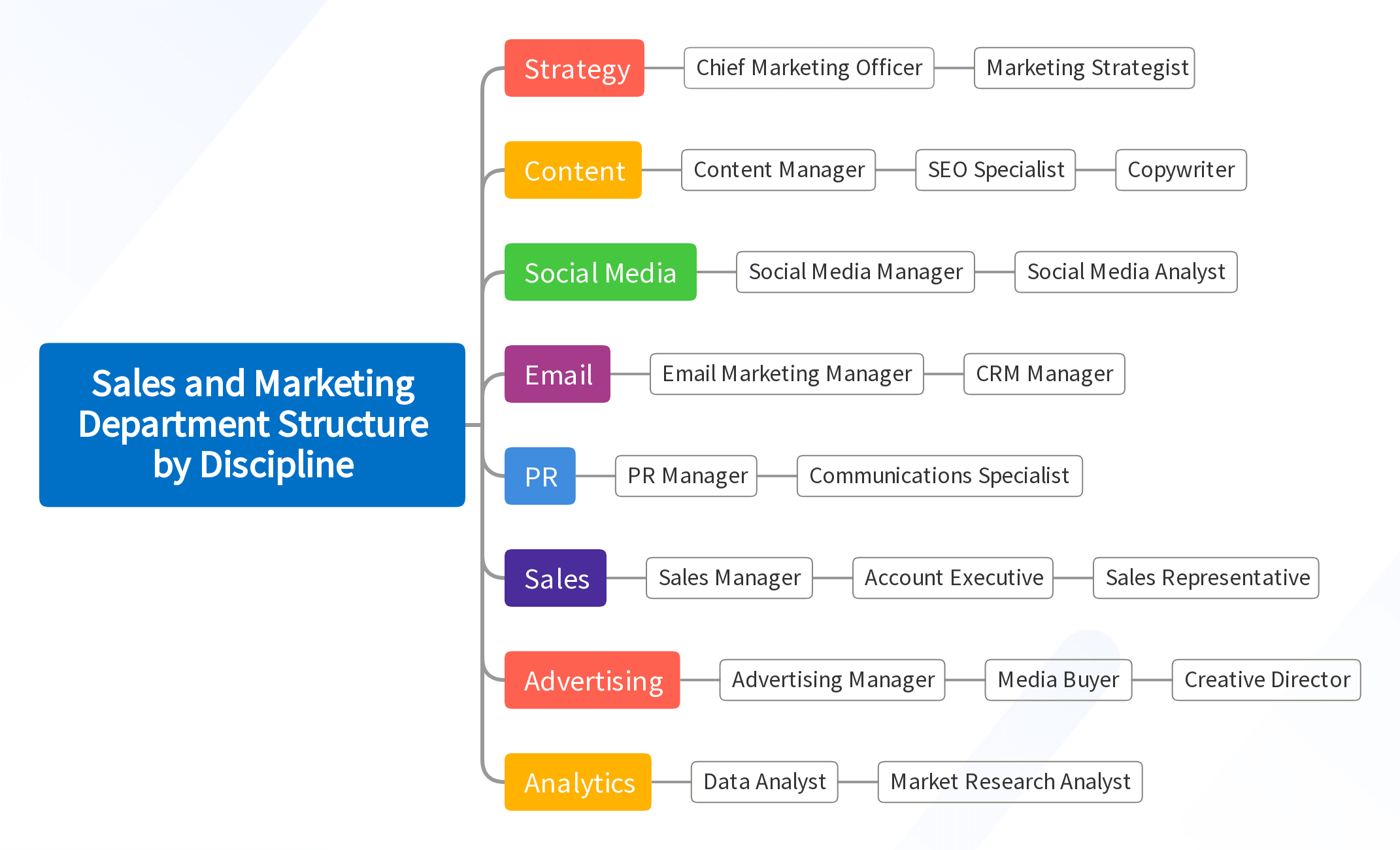Sales and Marketing Department Structure by Discipline