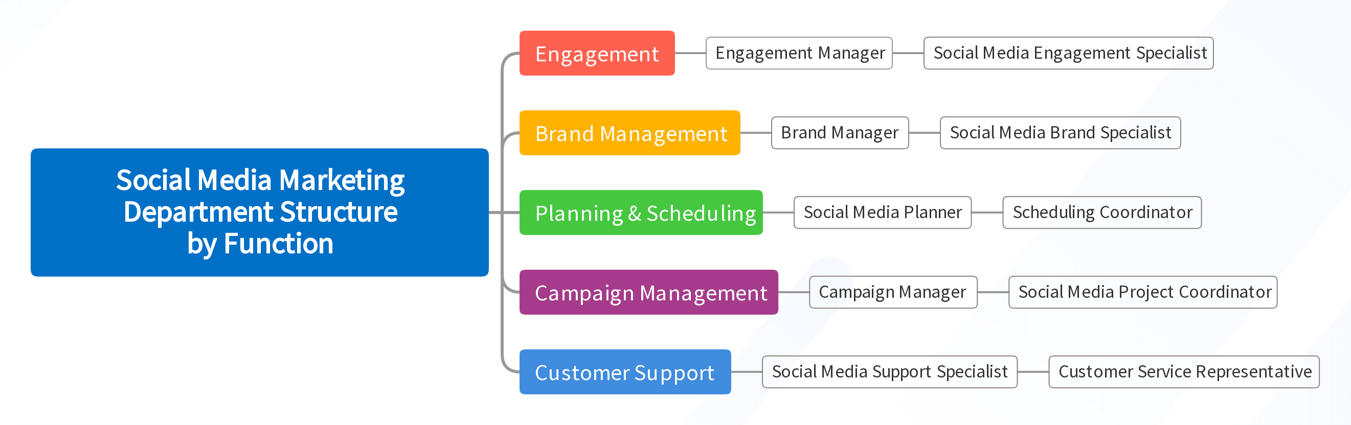Social Media Marketing Department Structure by Function
