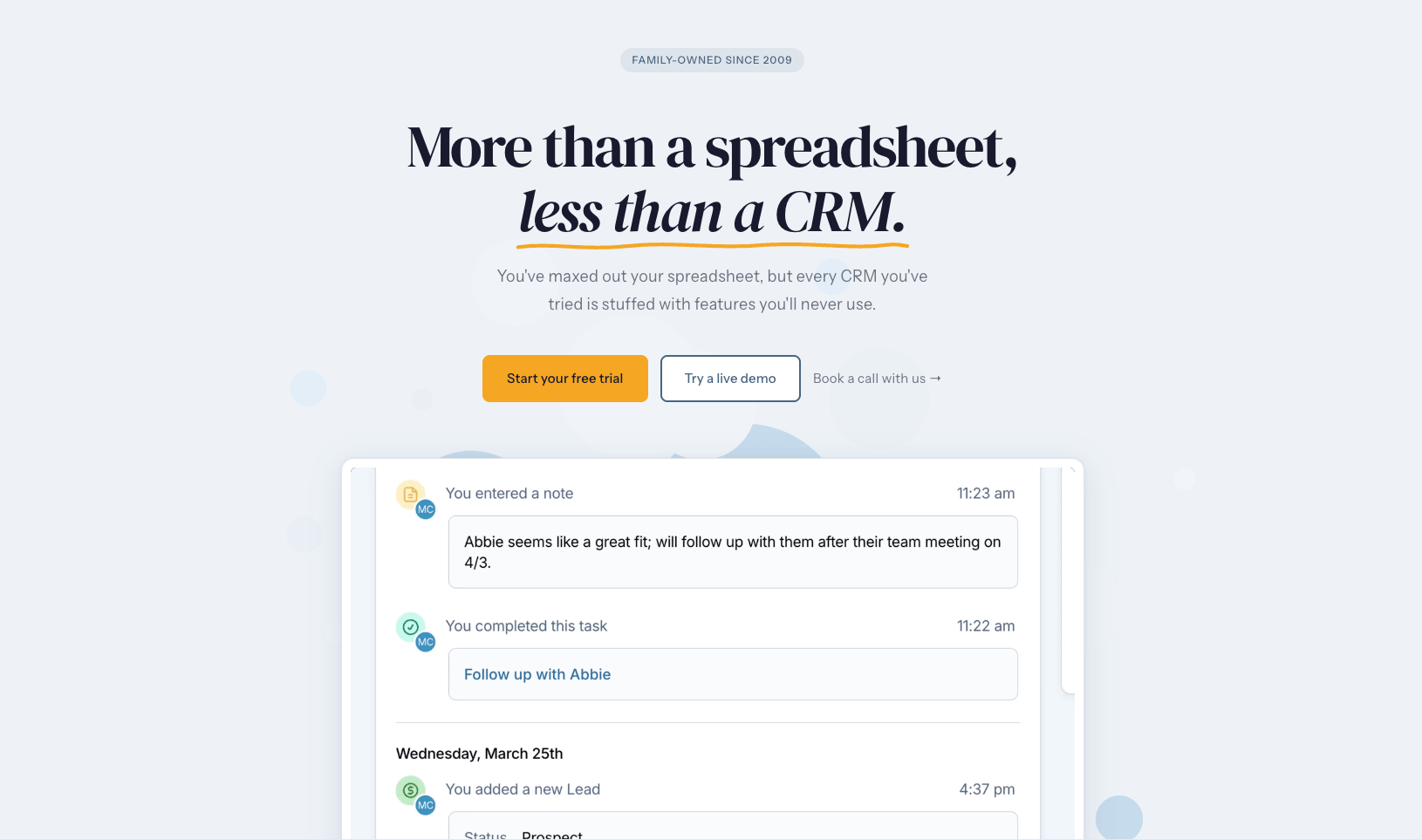 Less Annoying CRM simple contact and task dashboard