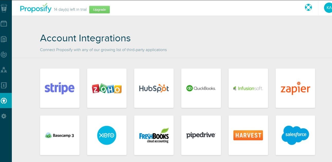 Proposify Review - Integrations