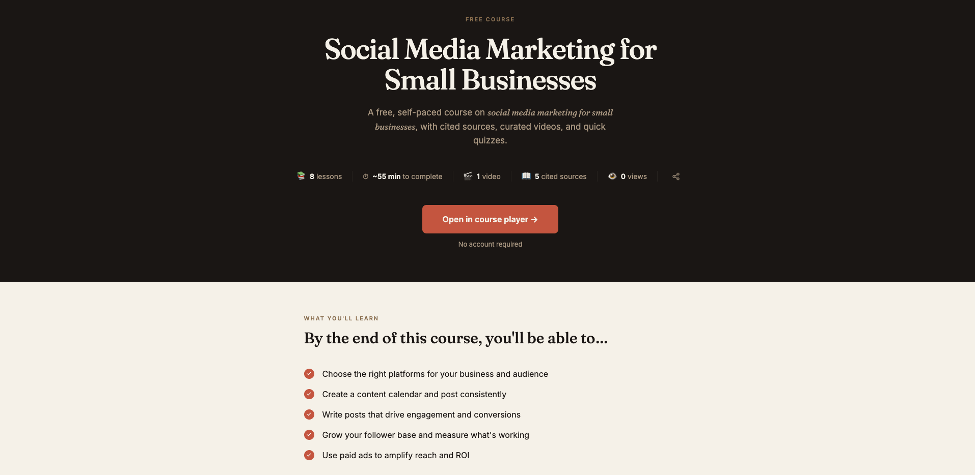 Brainmunk Social Media Marketing for Small Businesses free AI course - content strategy engagement paid ads analytics