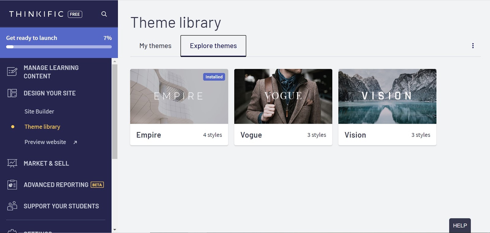 Thinkific Theme Library