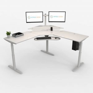 VersaDesk Powerlift Corner Desk - White
