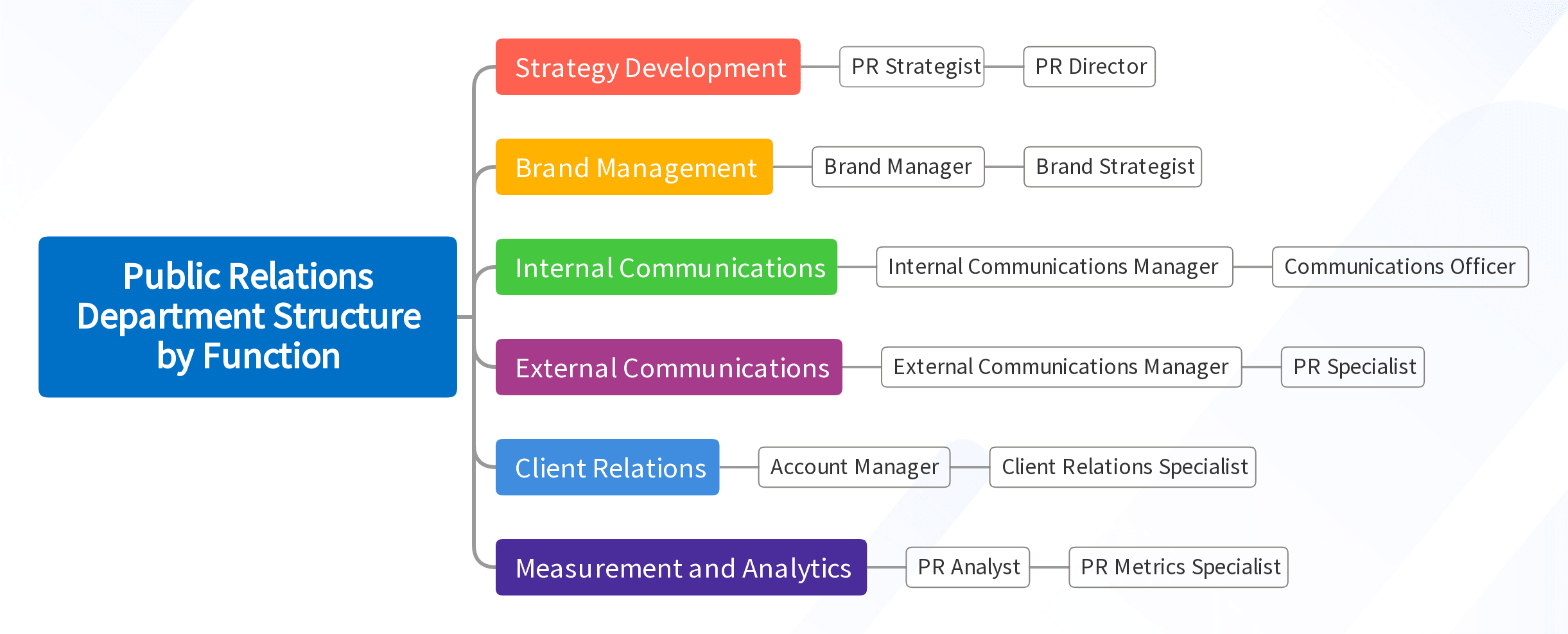 Public Relations Department Structure by Function
