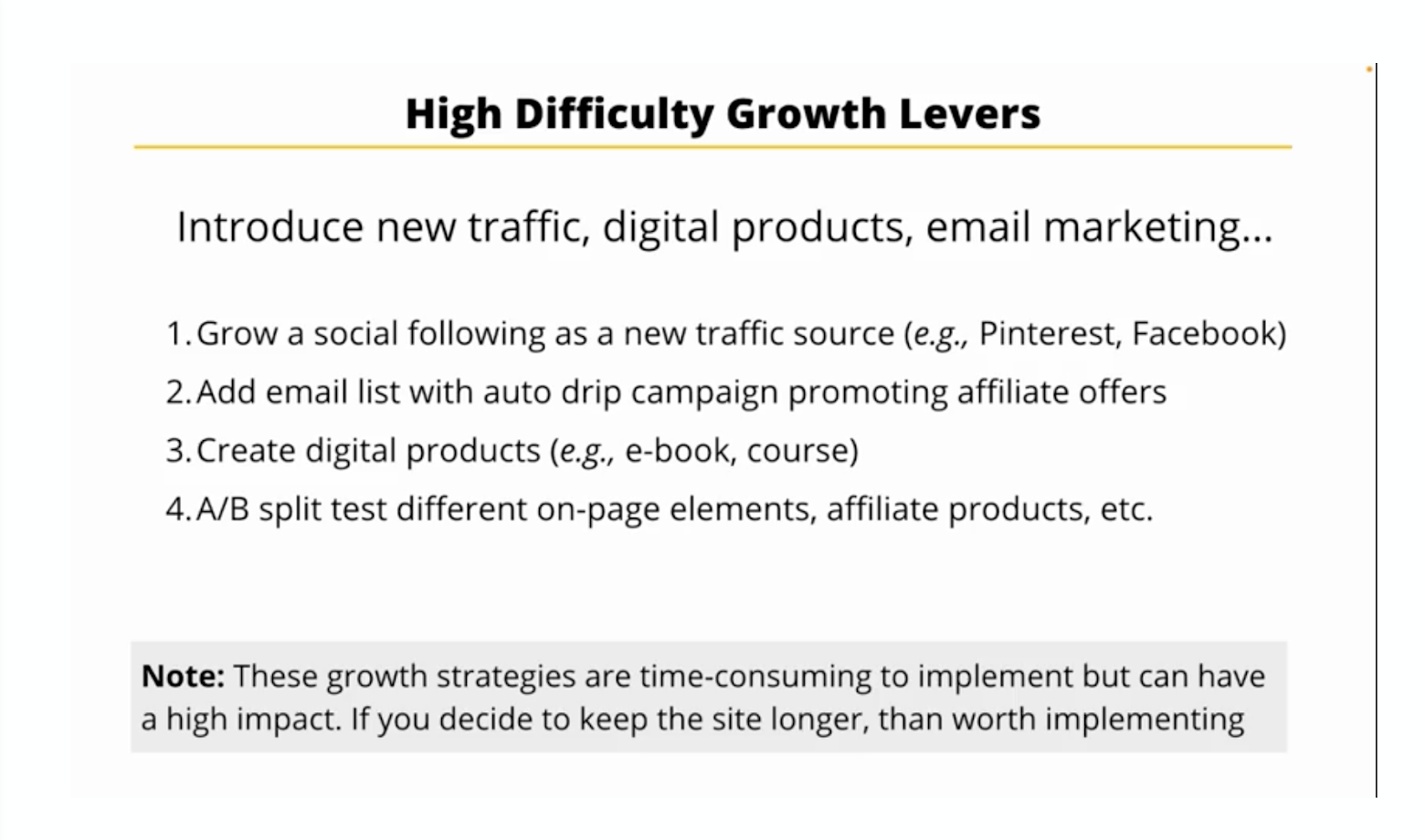 Website Flipping Course - Growth Levers