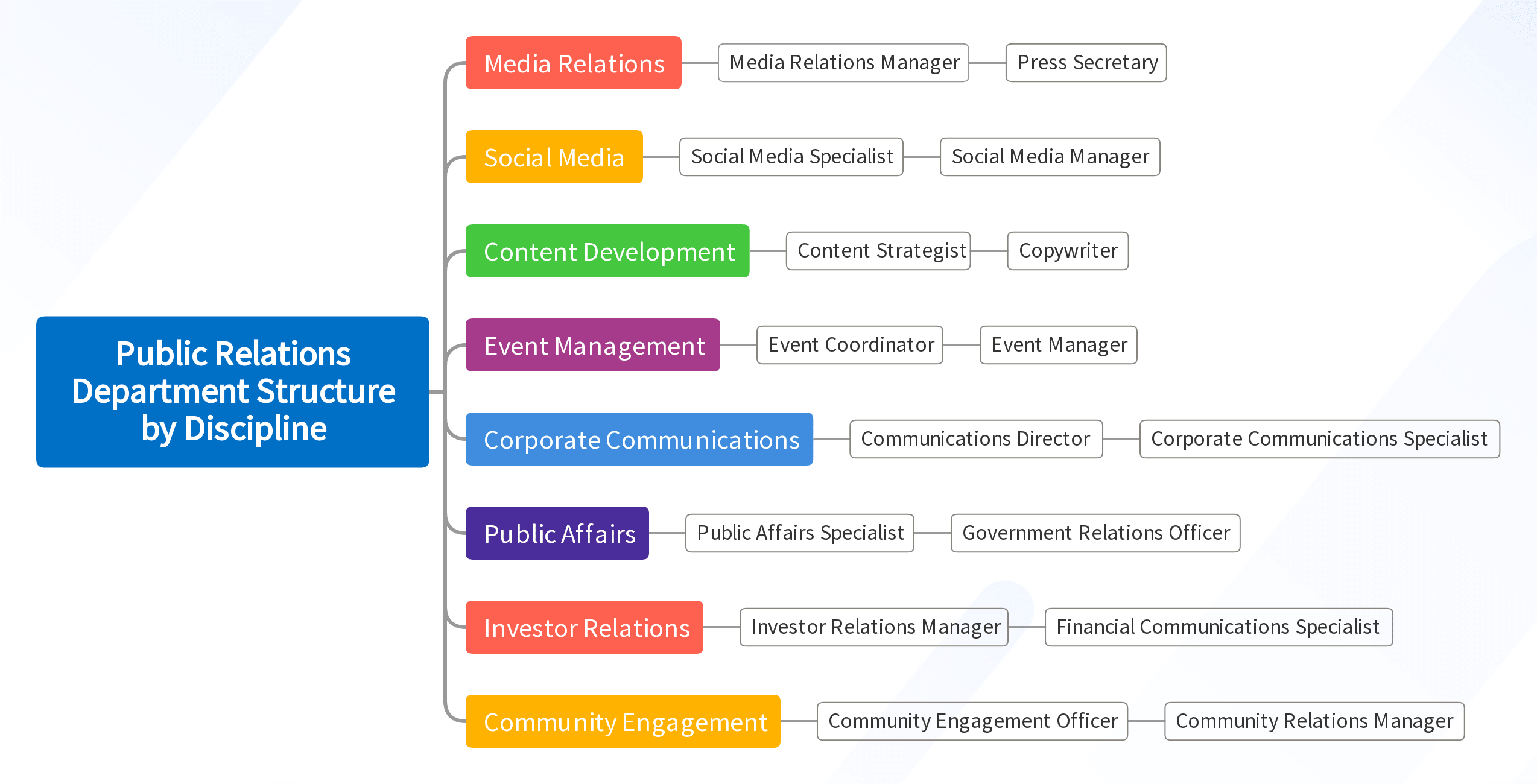 Public Relations Department Structure by Discipline
